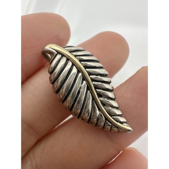 925 Sterling Silver 14k Yellow Gold Leaf Pendant